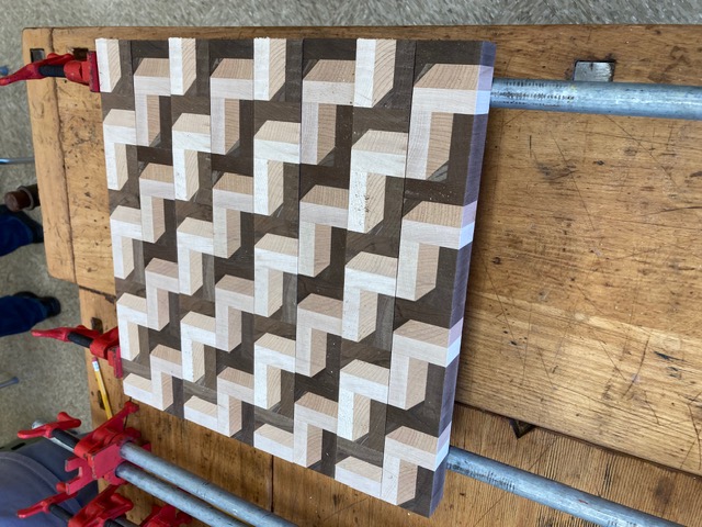 Yet another glueup. Finally looks like a cutting board.